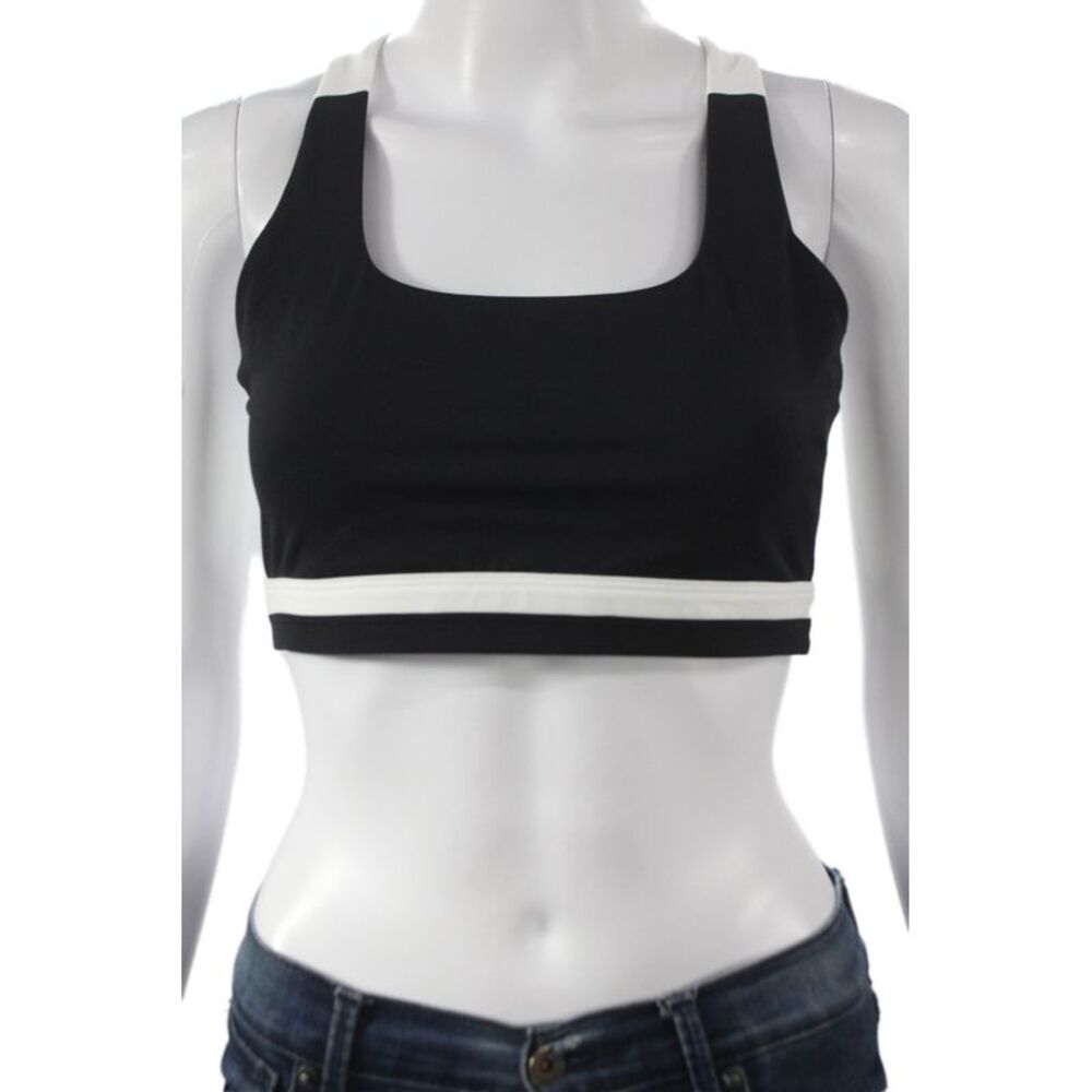 Splits59 Womens Striped Miles Rigor Athletic Sports Bra Black Size M